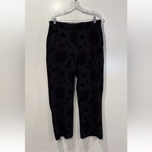 Kenar Black Floral Velvet Flocked Pants‎ Women’s Size 10 (916)
